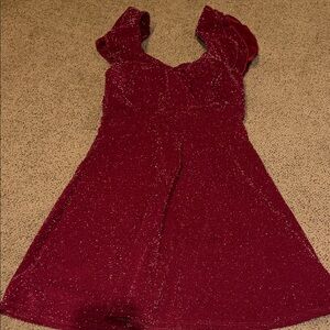 Altard state Annie Mimi dress glitter small burgundy bow in back